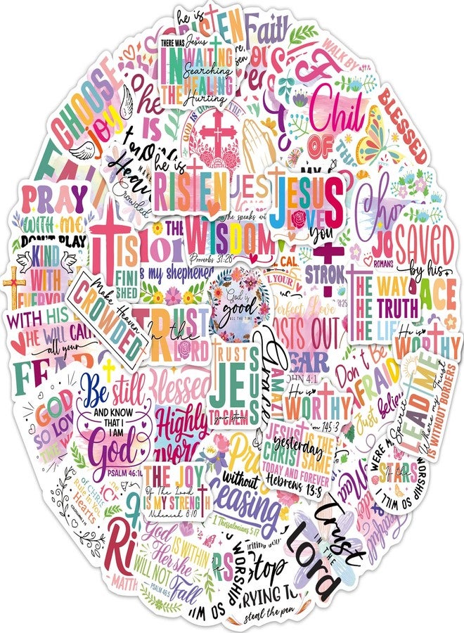 WorldBazaar 100pcs Bible Verse Stickers Inspirational Jesus Sticker Waterproof Water Bottles Scrapbooking Journal Religious Gifts Kids Adults - Image 1